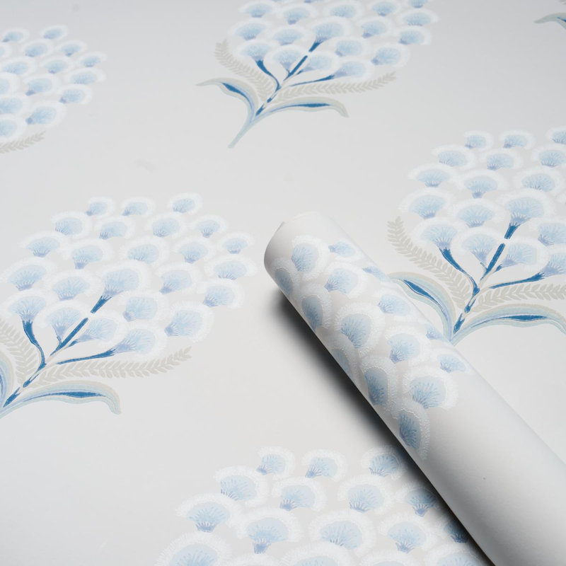 Aurelia Floral Non-Woven Wallpaper Roll, Porcelain