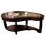 Table basse en cerisier brun foncé avec plateau biseauté en verre biseauté de 5 mm de largeur et plateau ouvert