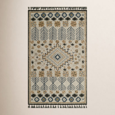 Anine Beige Black Hand-Tufted Wool Rug