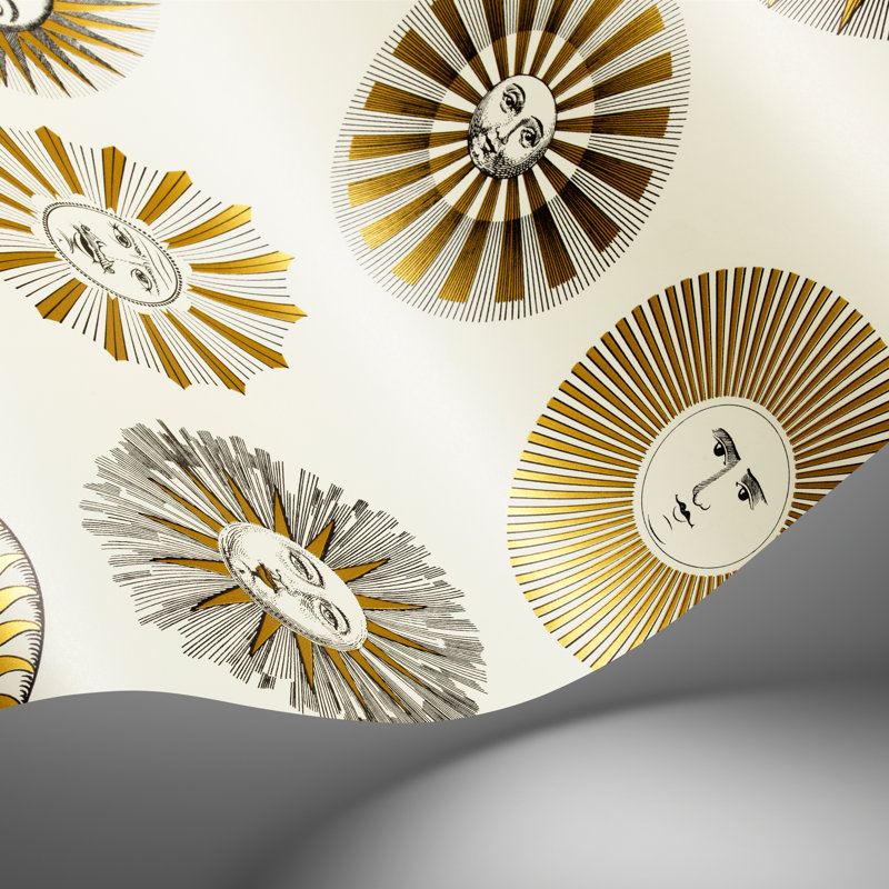 Fornasetti Senza Tempo II Geometric Wallpaper Roll, Cream/Gold