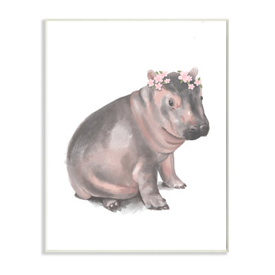 Illustration florale d'un bébé hippopotame floral
