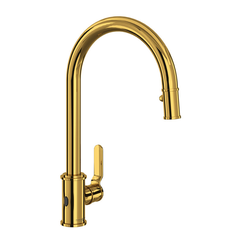 Polished Nickel Brass Pull-Down Kitchen Faucet with Touchless Technology