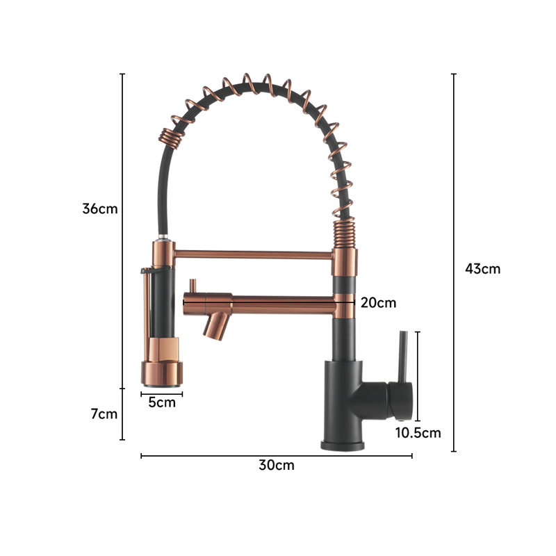 Belfry Kitchen Marhta Kitchen Faucet, Matte Black/Rose