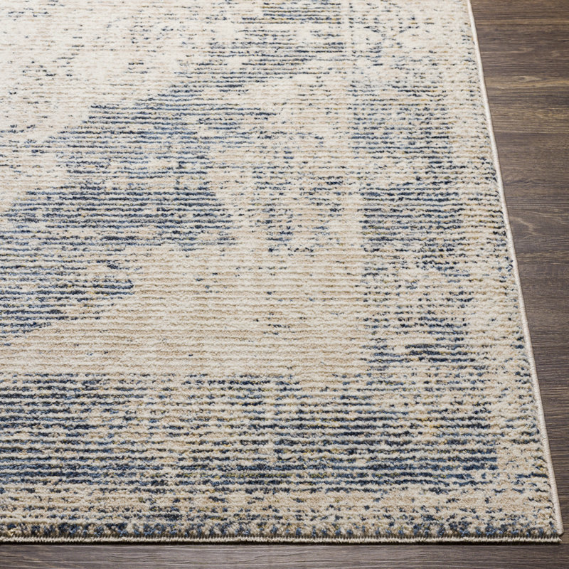 Tapis oriental ivoire / bleu Digit, Tapis de couloir 2 pi 5 po x 8 pi