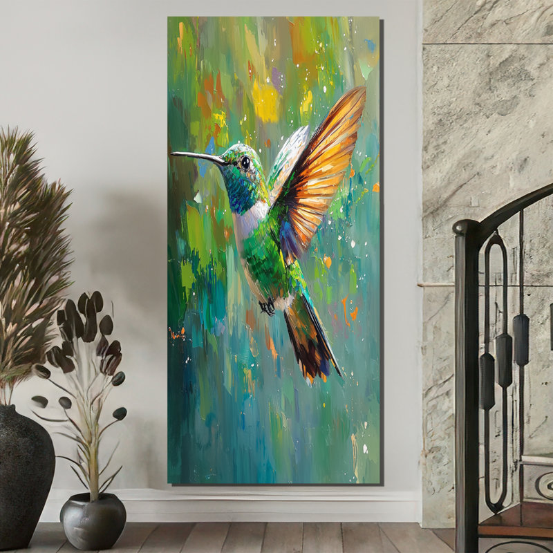 Allis Emerald Hummingbird Jewels In Flight II - Hummingbird, art mural, H 60 po x l 28 po, Toile tendue, Ne s’applique pas