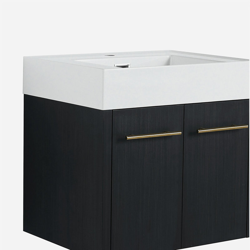 Meuble-lavabo mural de 24 po avec lavabo en résine épaisse