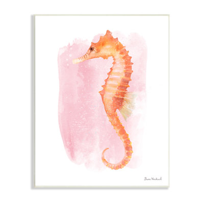 " Gentle Orange Seahorse Speckled Pink Watercolor Detail " by Diane Neukirch Painting Print