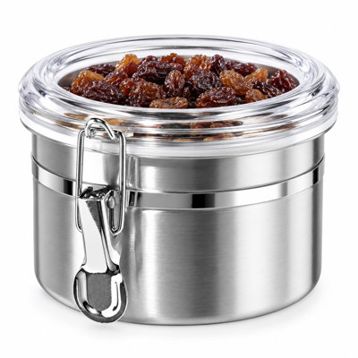 Stainless Steel Clamp Canister w/ Clear Lid (3.5 in H, 26 oz)
