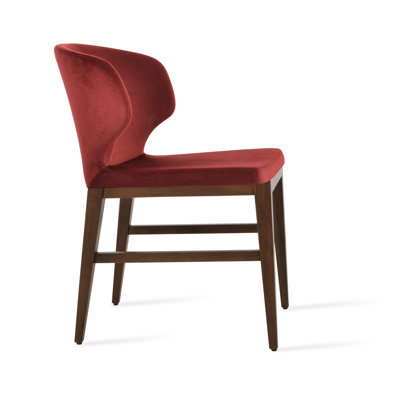 Chaise à oreilles en velours cerisier Amed