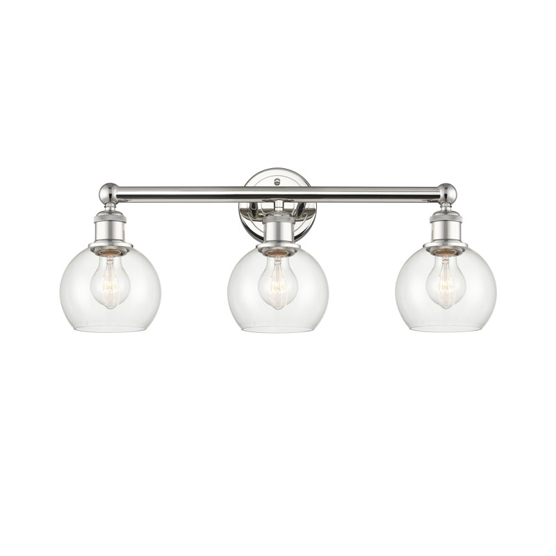 Éclairage pour salle de bain 3 lumières à intensité variable, Transparent, Nickel poli, H 10,63 po x l 24 po x P 7,5 po