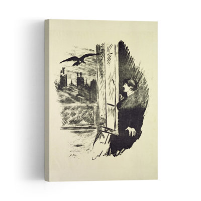Illustration pour « Le Corbeau », d'Edgar Allan Poe, 1875. Affiche murale abstraite contemporaine représentant un oiseau.