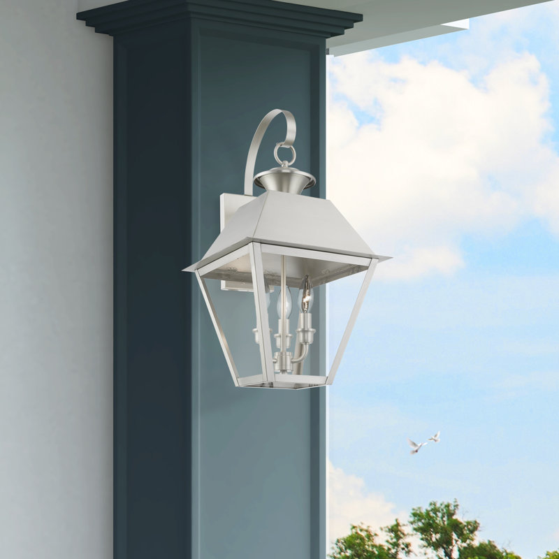 Francsico 3 - Bulb 22" Outdoor Wall Lantern, Brushed Nickel