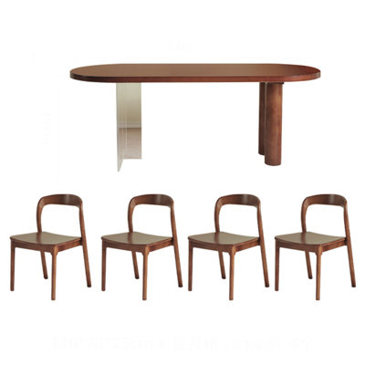 Chinese retro style oval dining table set