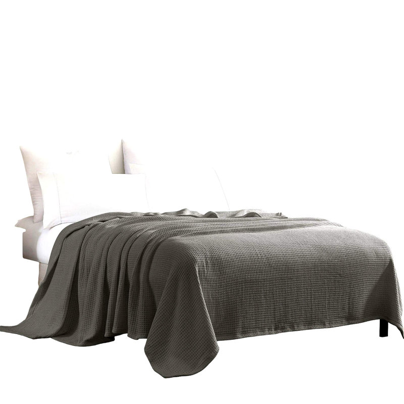 PureCotton Luxe Basket Weave Blanket - Dark Gray