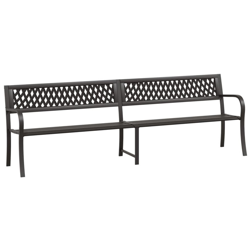 Banc de jardin en acier Zailey, H 30,3 po x l 96,9 po x P 22,8 po, Noir