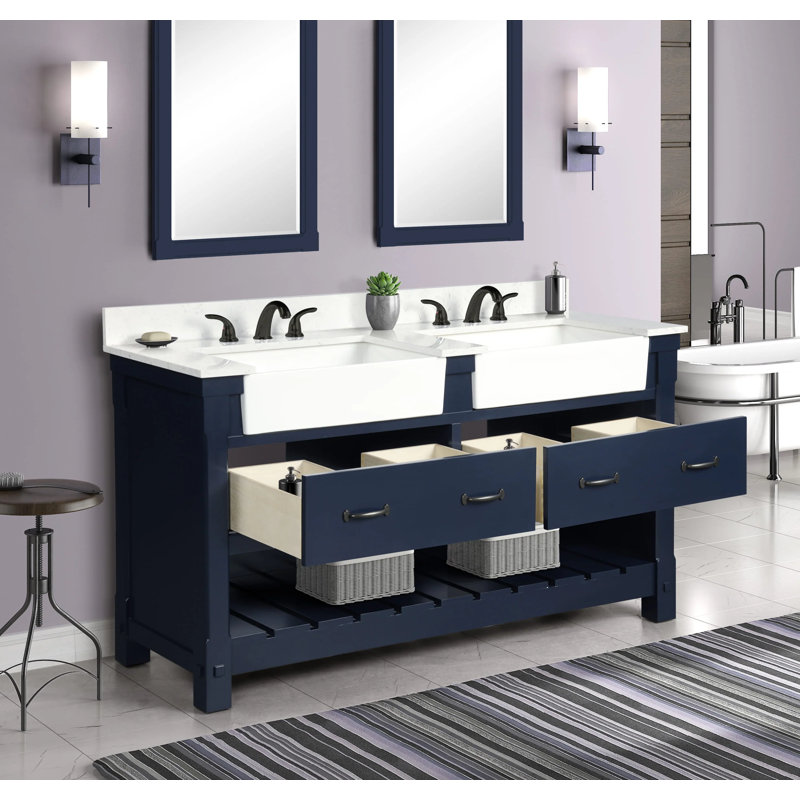 Meuble-lavabo double 60 po Farmington, Marine