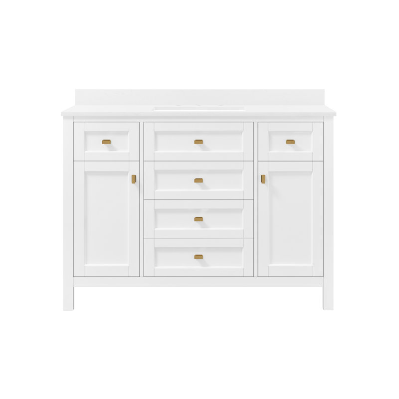 Ensemble de meuble-lavabo simple autoportant 48 po avec comptoir et lavabo Juniper, Blanc