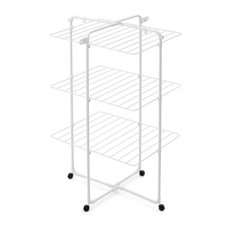 Brabantia Hangon Tower Drying Rack, 125.6cm H x 76.2cm W x 73.7cm D, White