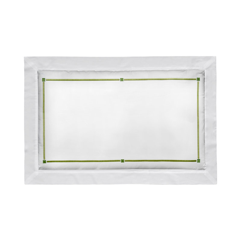 Falesia Embroidery White with Green Embroidery Sham, King