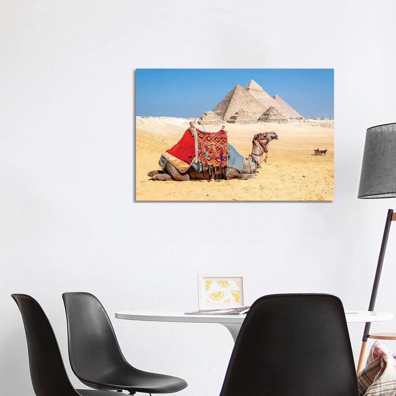 Camel Resting By The Pyramids, Giza, Egypt by Richard Silver - Wrapped Canvas Print, 101.6 cm H x 66.04 cm W x 1.91 cm D