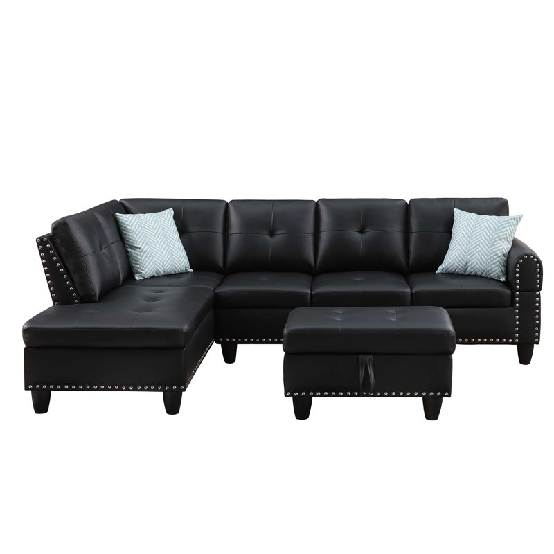 Canapé modulaire en similicuir avec repose-pieds Irine