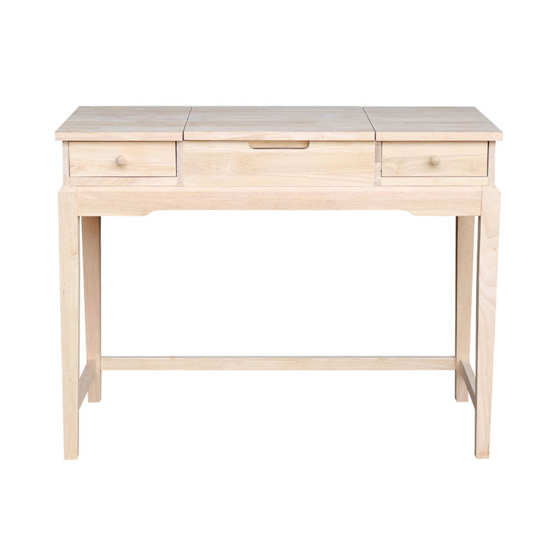 Coiffeuse en bois massif avec miroir Andalusia, Brut
