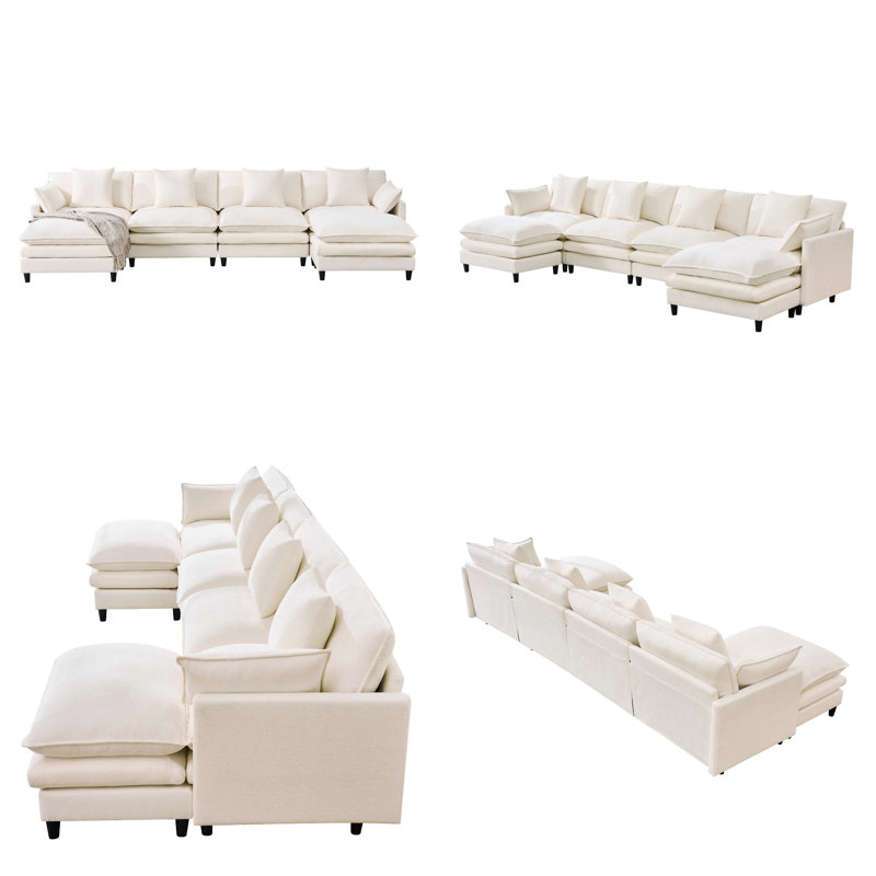 Enveloppement en chenille, 2 repose-pieds mobiles, 4 coussins + 2 coussins décoratifs, 3 boîtes de livraison sous vide, 6 sièges de luxe