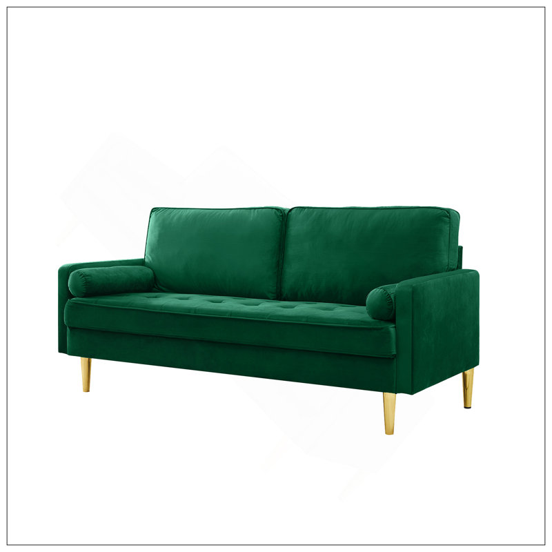 Luxueux canapé en velours de 65 pouces, revêtement durable et structure robuste pour un confort et une élégance ultimes, Vert