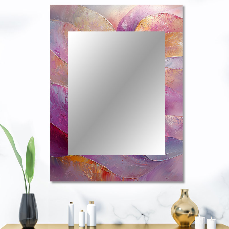 Abstract Lavender Tranquillity Balance III - Large Wall Mirror On Metal, 40" x 30"