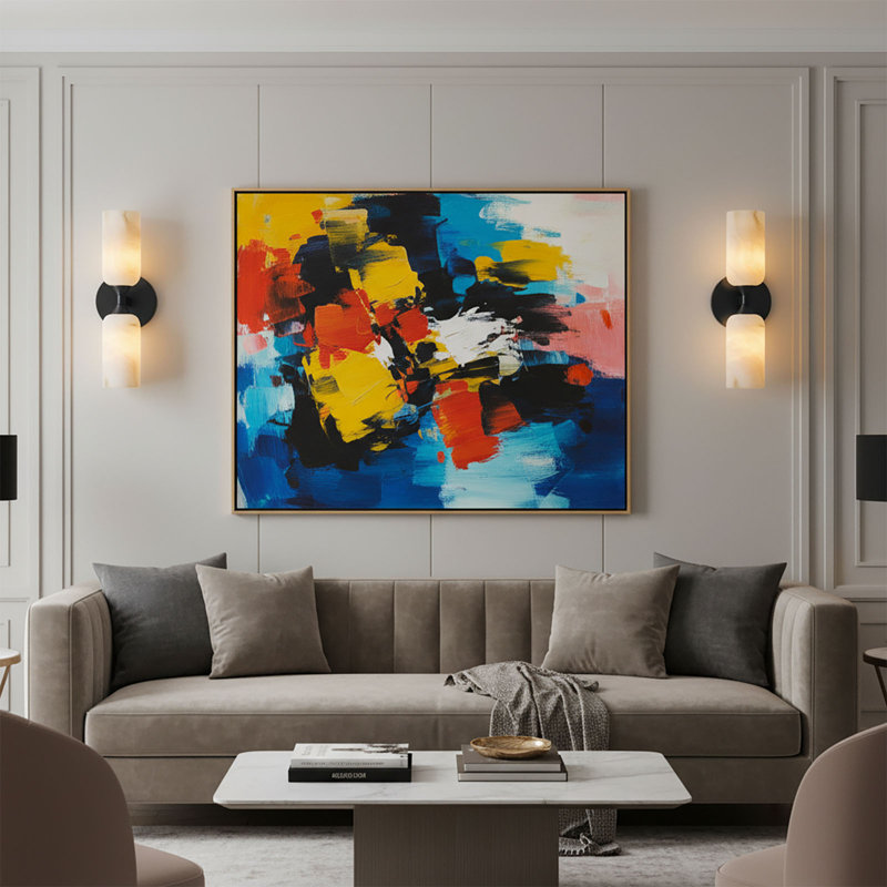 Applique murale moderne à intensité variable avec abat-jour en imitation albâtre (paquet de 2), Noir mat, Ensemble de 2