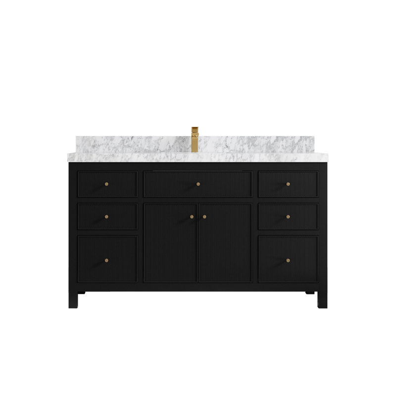 Meuble-lavabo simple 60 po, Marbre de Carrare