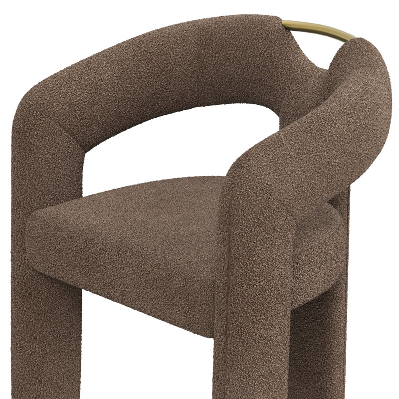 Modern Boucle Upholstered Armchair, Khaki