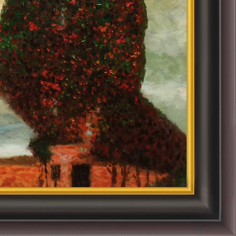 «High Poplar» par Gustav Klimt - Peinture sur toile encadrée, H 26 po x l 30 po x P 2 po, Cadre opulent
