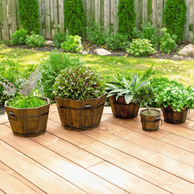 Barrel Style Planters Wood Barrel Planter