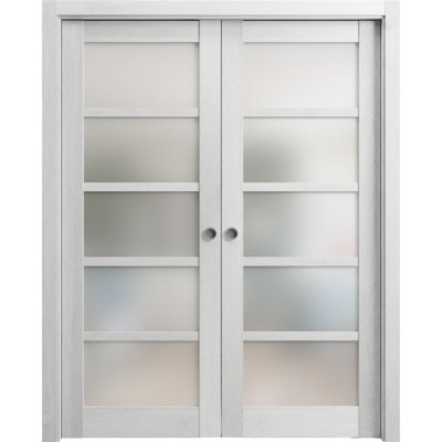 Quadro Solid + Manufactured Wood Paneled without Installation Hardware Kit Sliding Closet Doors
