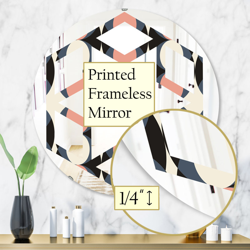 Miroir mural sans cadre motif moderne Hexagon Star, H 31,5 po x l po