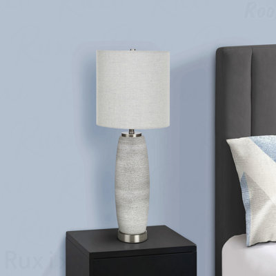 Table Lamp - 25"H, Grey Ceramic Material, Grey Shade