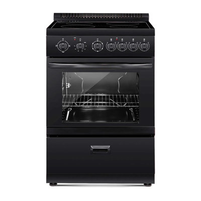 Four électrique 24 pouces, 2,7 pieds cubes Pi. Capacité, 4 brûleurs, cuisinière en acier inoxydable autoportante