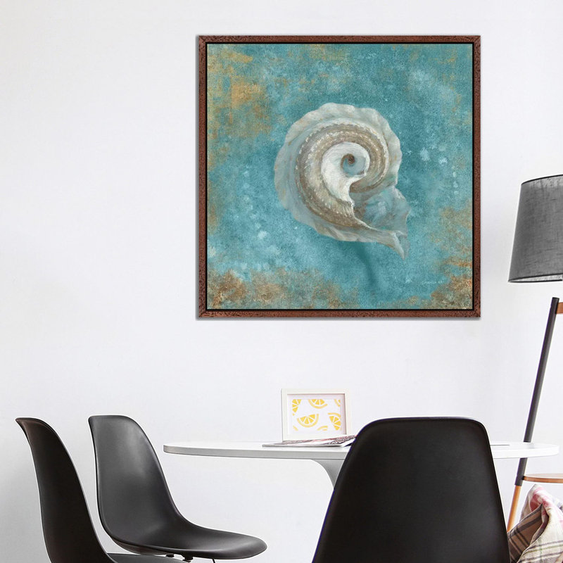 Treasures From The Sea III by Danhui Nai - Print on Canvas, Classic Brown Wood Framed, 93.98 cm H x 93.98 cm W