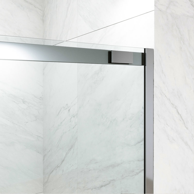 VIGO Amada 56"–60" W x 74" H Frameless Sliding Shower Door in Chrome with Clear Tempered Glass, Chrome