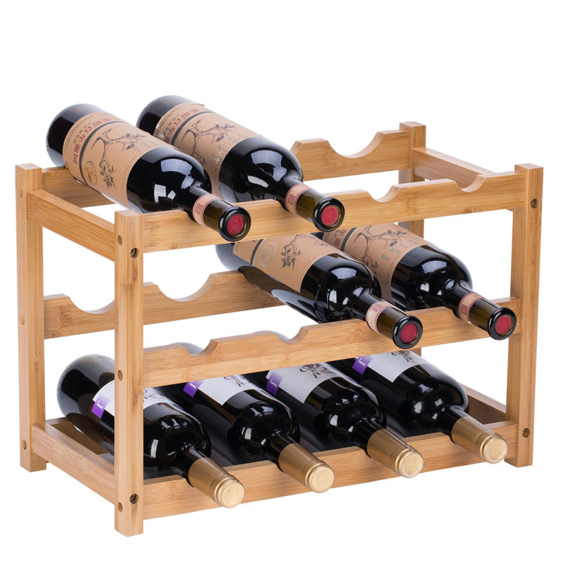 12 Bottle Tabletop Wine Bottle Rack Beige