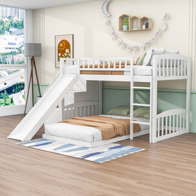 Fatime Twin Over Twin L-Shaped Bunk Beds with Slide and Storage by Harriet Bee