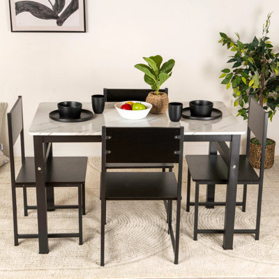Modern Dining Table Set With 4 Stylish Chairs