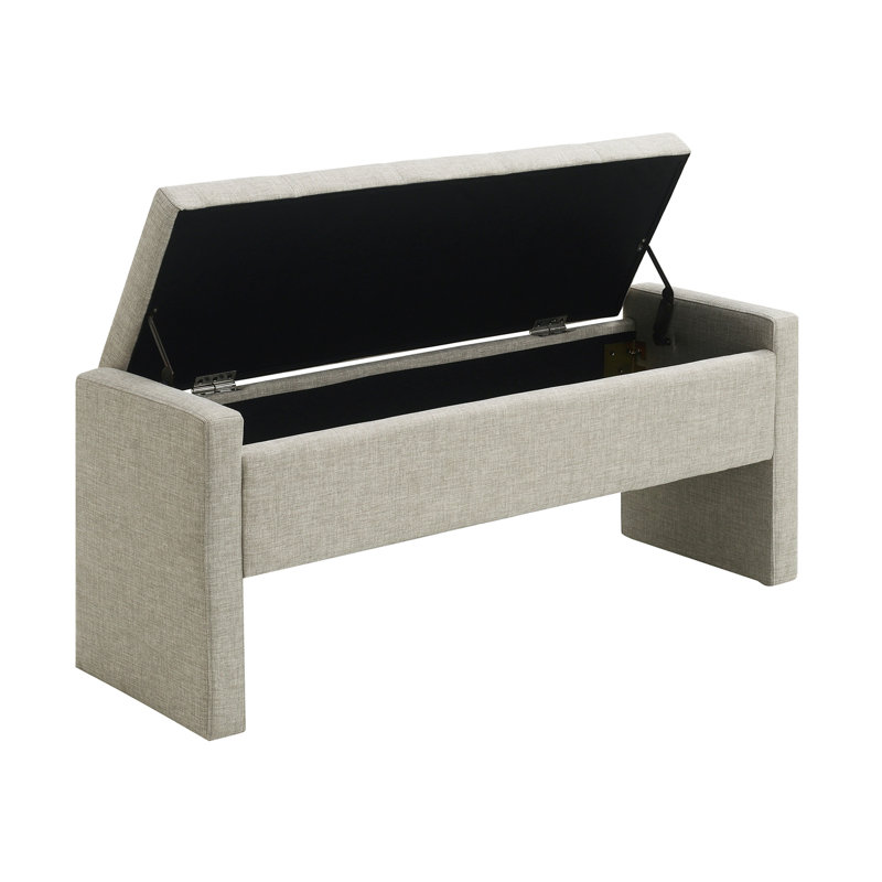 Banc de bout moderne avec rangement, grand tabouret de repose-pieds rembourré, banc de meuble-lavabo de fenêtre confortable pour salon, chambre à coucher, dortoir, table basse, lin 