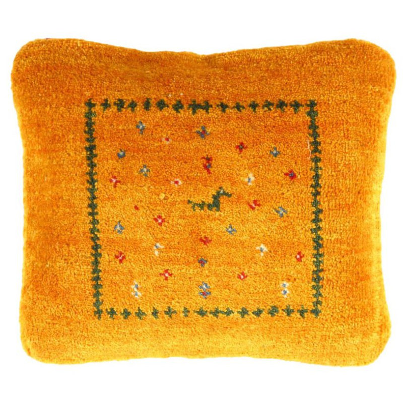 Coussin doré Gabbeh noué à la main 16 pi x 15 pi