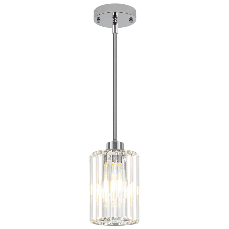 Luminaire suspendu moderne en cristal à 1 lumière avec hauteur réglable Bette, Chrome chrome