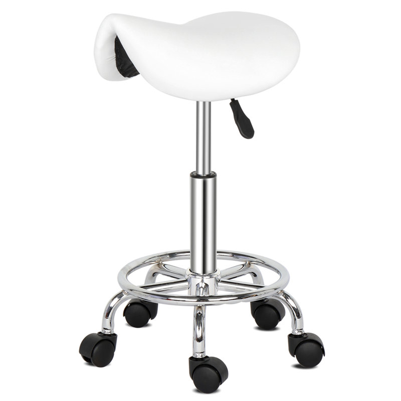 Ascalon Swivel Upholstered Adjustable Height Counter Stool, White