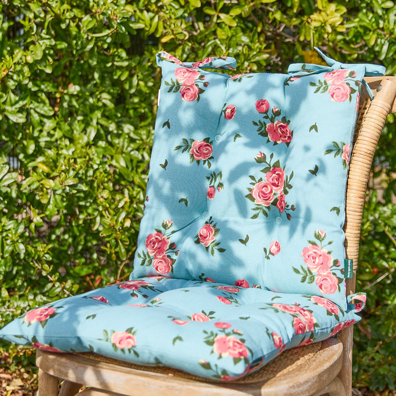 Set Of Two Rose Seat Pads, Blue