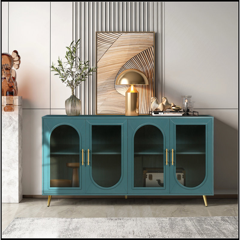 Meuble télé polyvalent avec tablettes réglables et armoire de rangement pour une organisation et un style améliorés, Marine