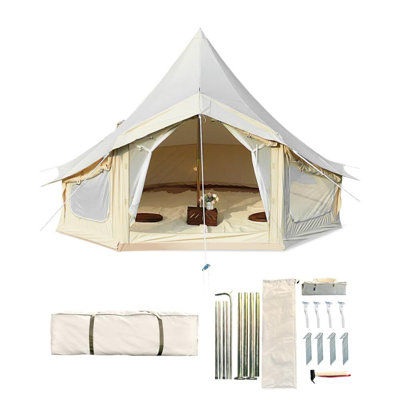 Canvas Bell Tent, 4 Seasons Tent With 2 Stove Jack